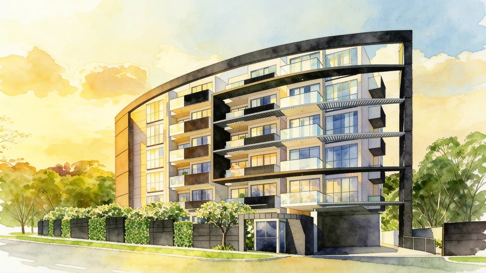 Liv On Sophia, a 6-storey apartment in Rochor. Illustration is AI-generated.