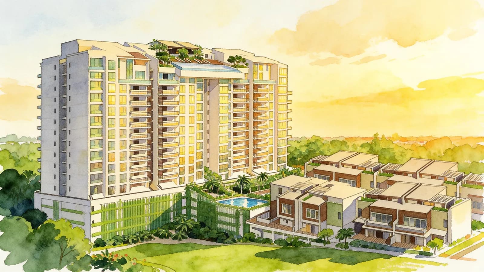 Eco, a 15-storey condominium in Bedok. Illustration is AI-generated.