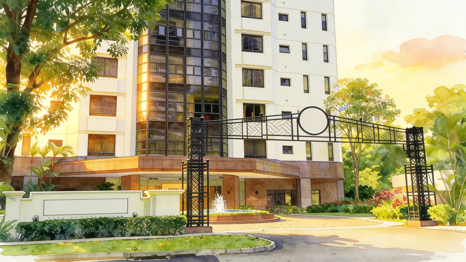 Heritage Apartments, a 17-storey condominium in Newton. Illustration is AI-generated.