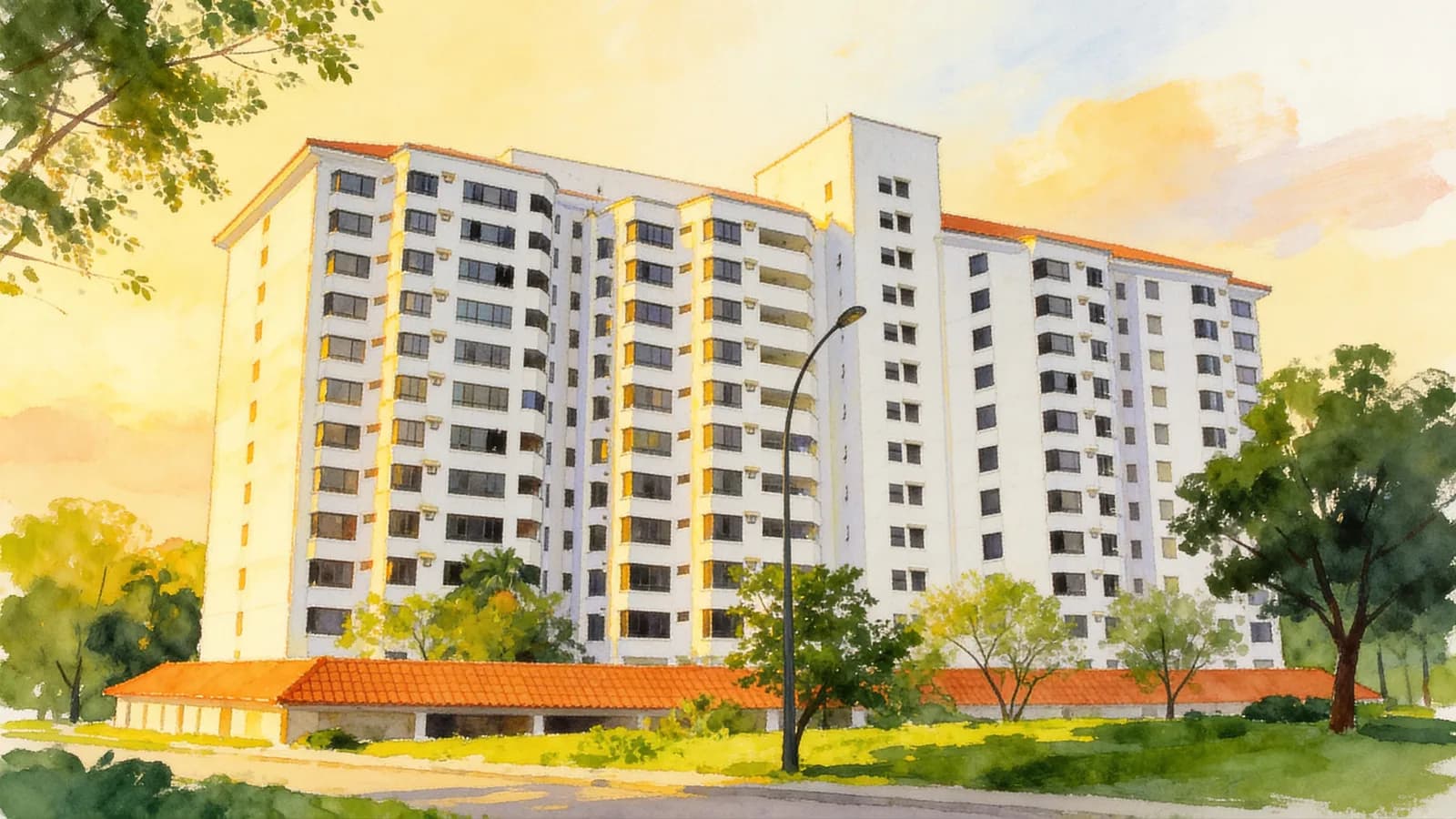 Flame Tree Park, a condominium in Bishan. Illustration is AI-generated.