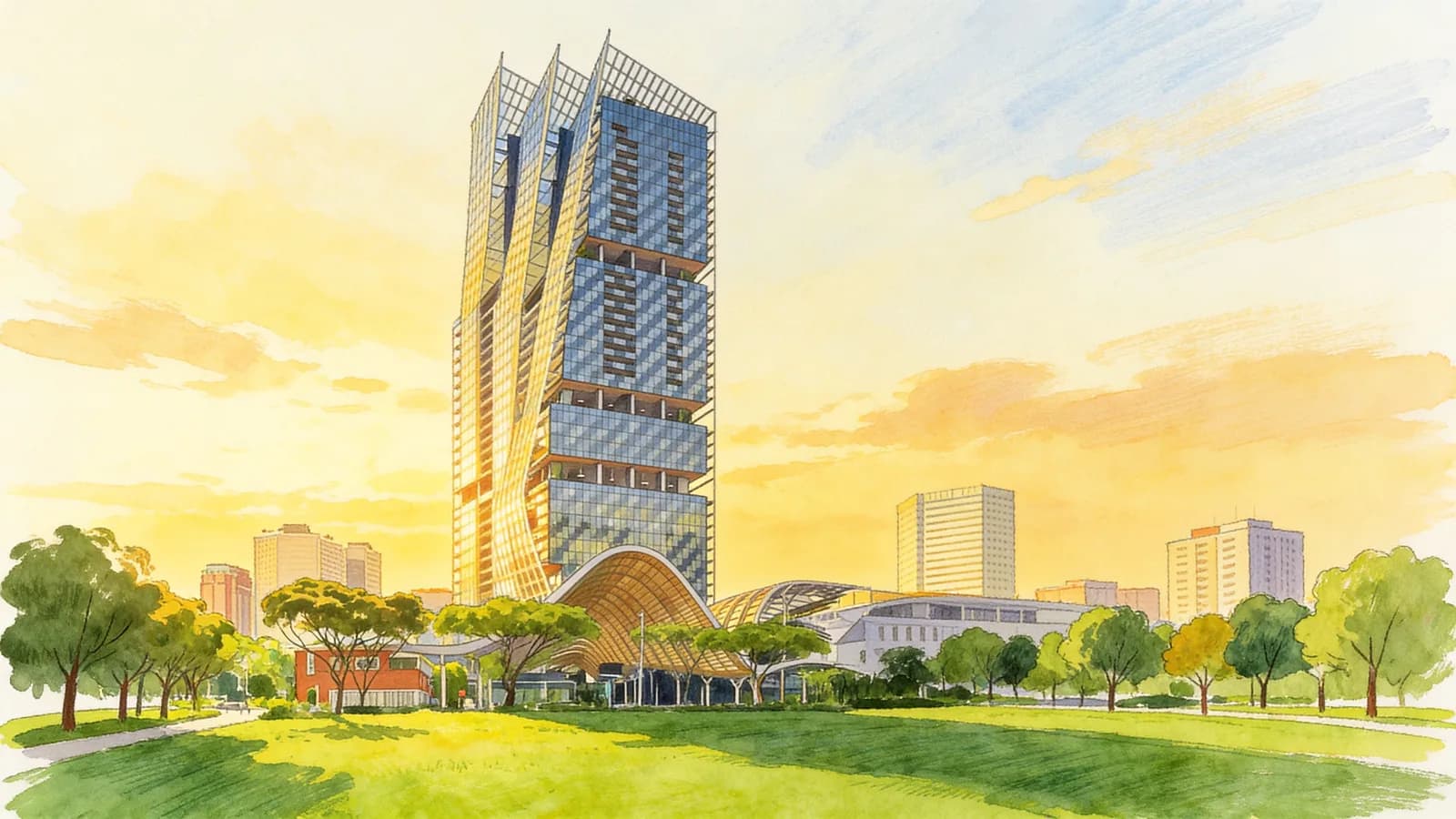 South Beach Residences, a 45-storey condominium in Downtown Core. Illustration is AI-generated.