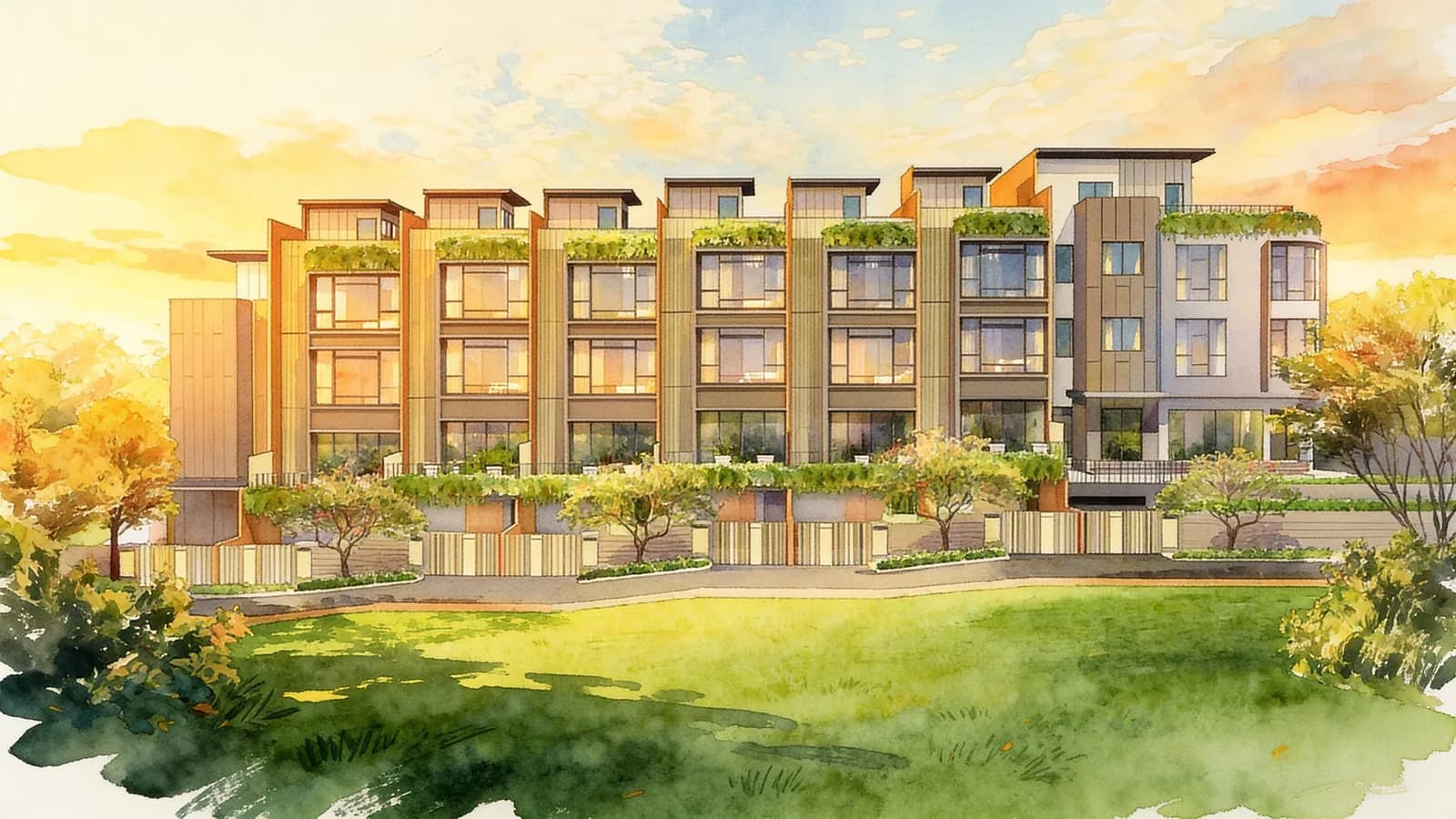 Cashew Green, a 3-storey development. Illustration is AI-generated.