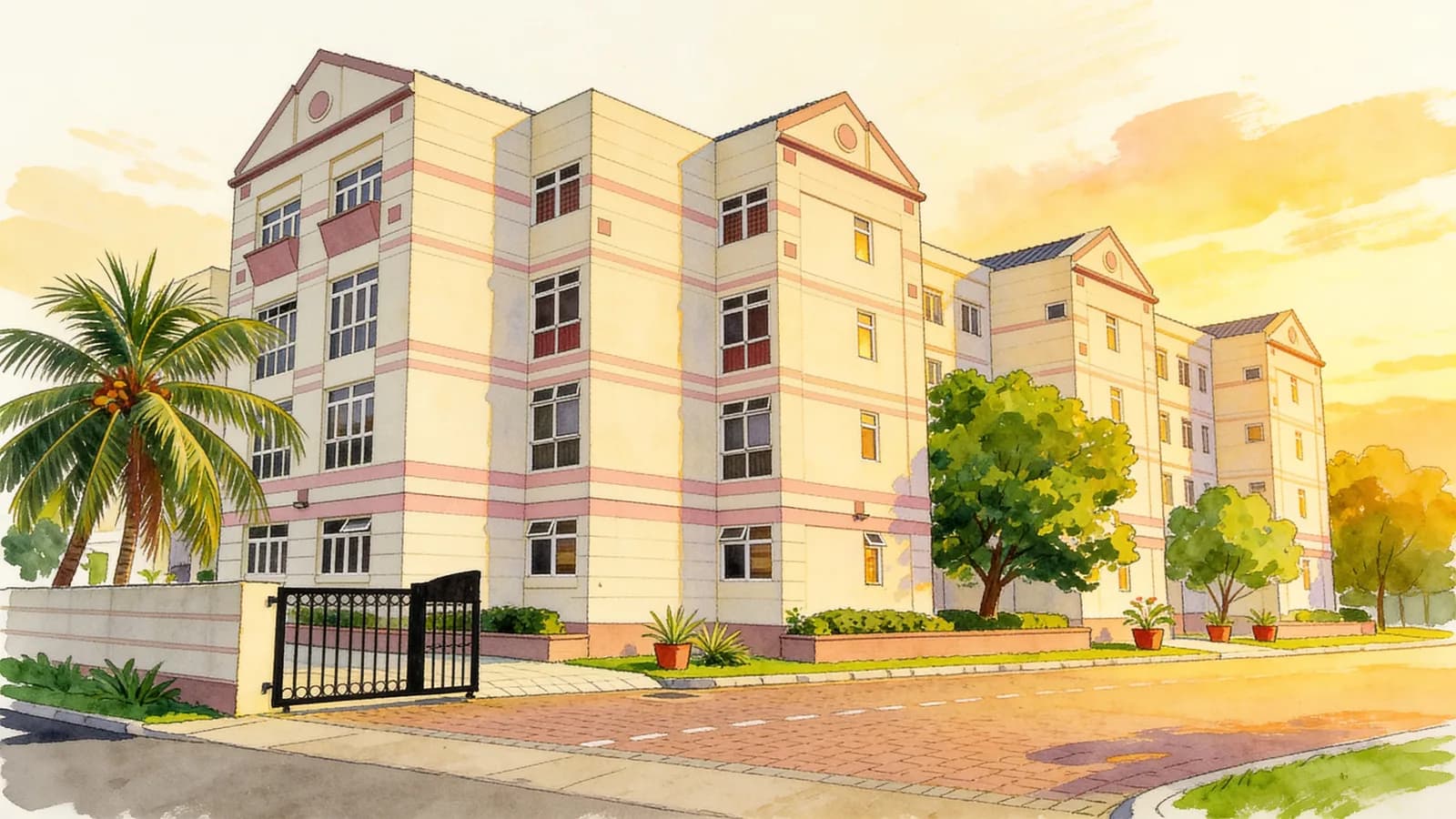 Gold Leaf Mansions, a 4-storey apartment in Bedok. Illustration is AI-generated.