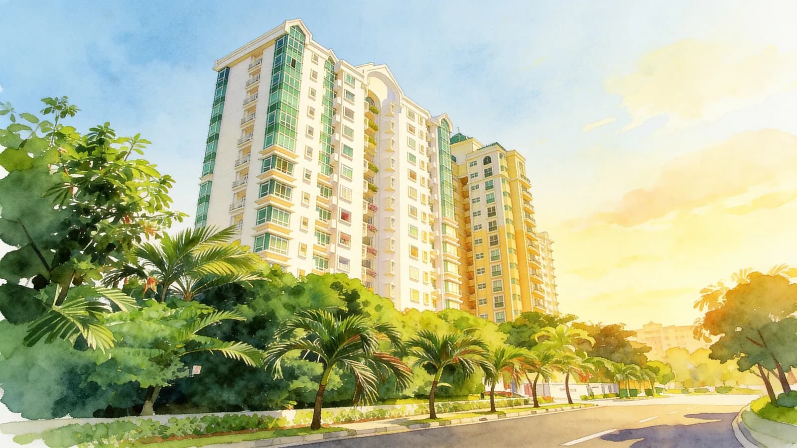 Crystal Rhu, an apartment in Kallang. Illustration is AI-generated.