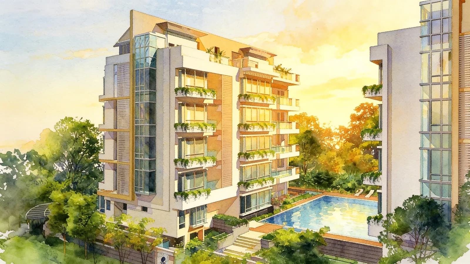 D'cambridge, a condominium in Kallang. Illustration is AI-generated.