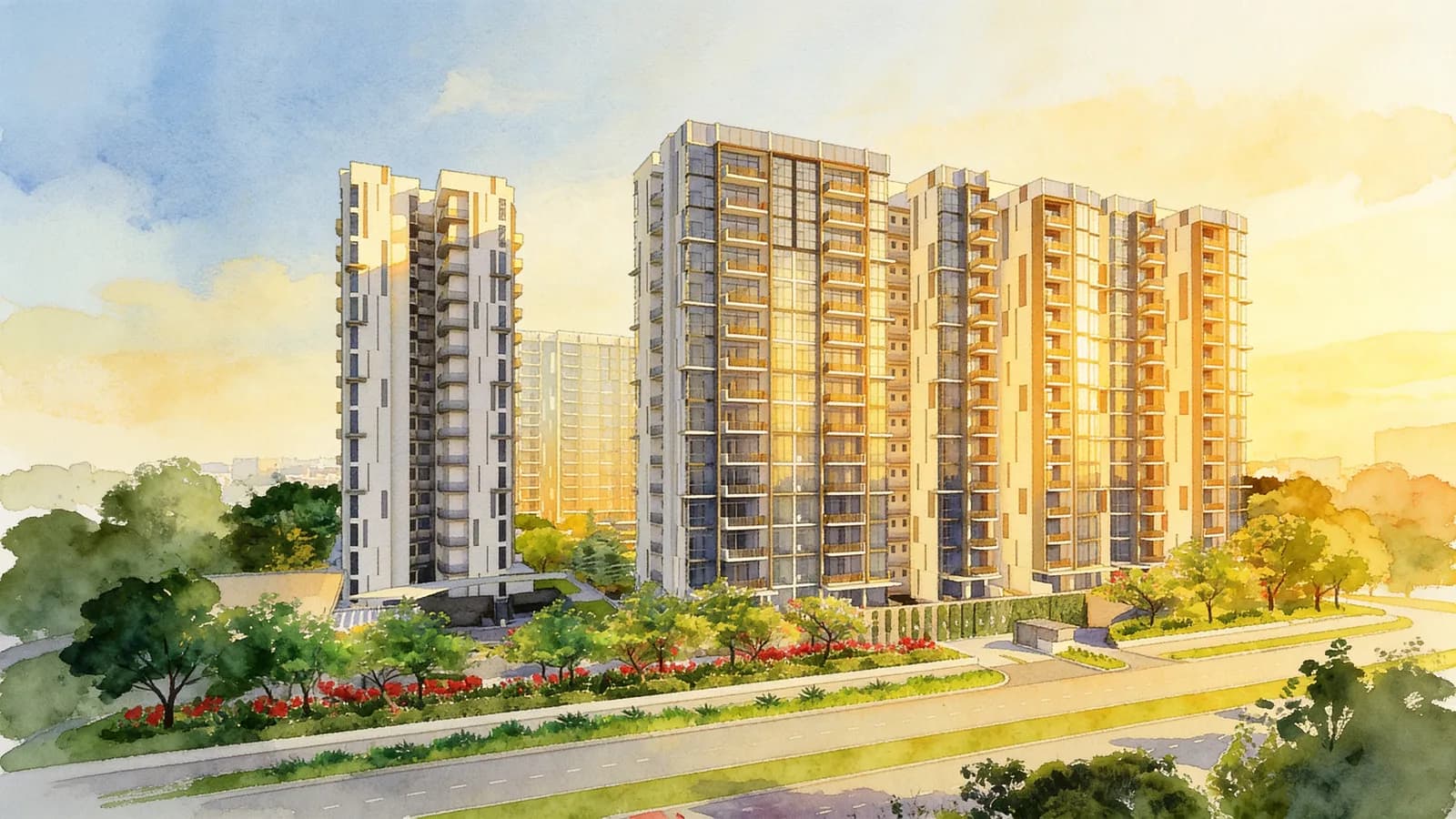 La Fiesta, a 15-storey condominium in Sengkang. Illustration is AI-generated.