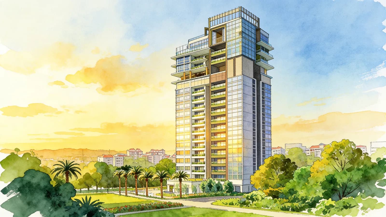 Ecoville, an apartment in Novena. Illustration is AI-generated.