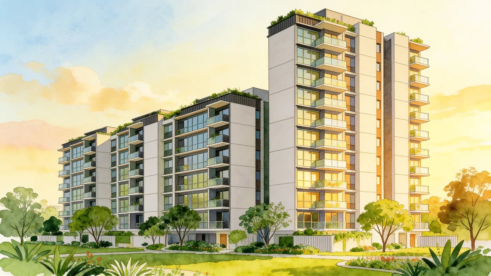 Parktown Residence, a 13-storey condominium in Tampines. Illustration is AI-generated.