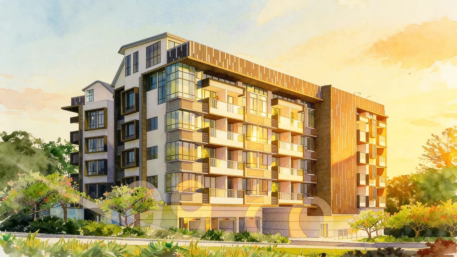 Viva Vista, a 5-storey apartment in Queenstown. Illustration is AI-generated.