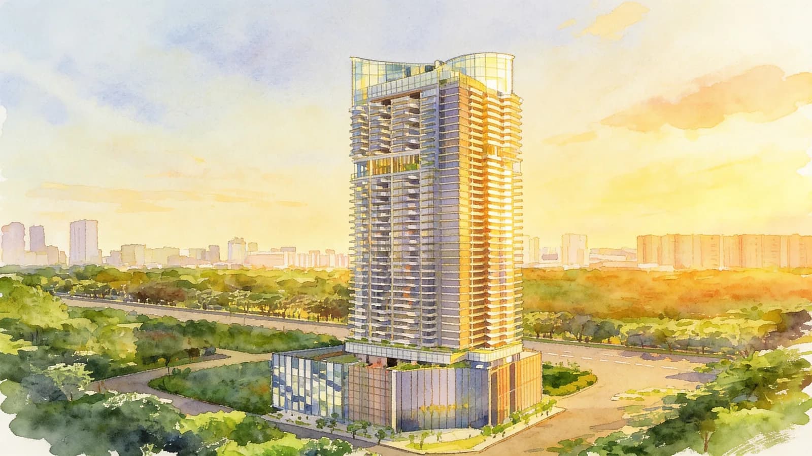 Lumiere, an apartment in Downtown Core. Illustration is AI-generated.