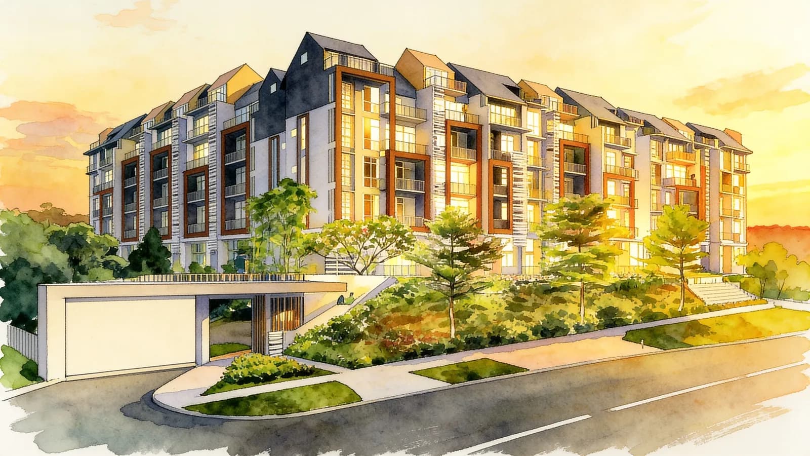 The Creek @ Bukit, a 5-storey condominium in Bukit Timah. Illustration is AI-generated.
