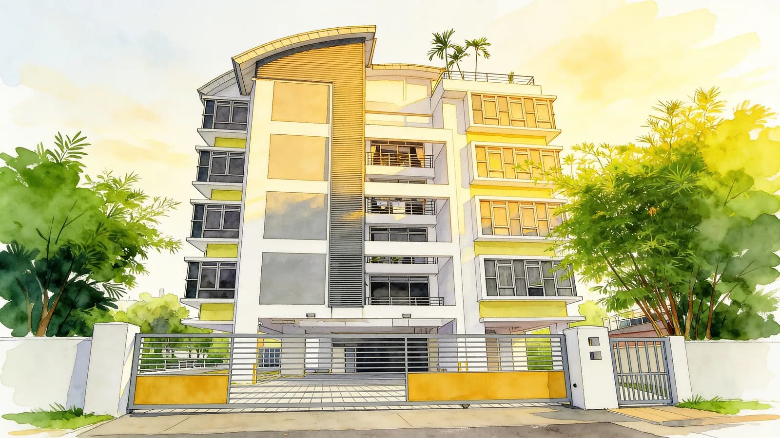 Alpha Apartments, a condominium in Marine Parade. Illustration is AI-generated.