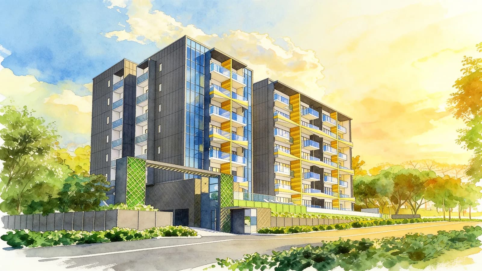 Liv On Wilkie, a 7-storey apartment in Rochor. Illustration is AI-generated.