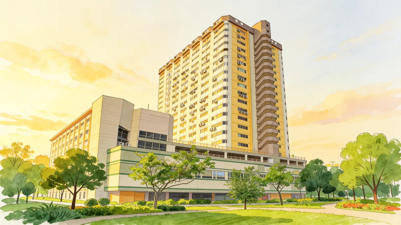 Textile Centre, an apartment in Kallang. Illustration is AI-generated.