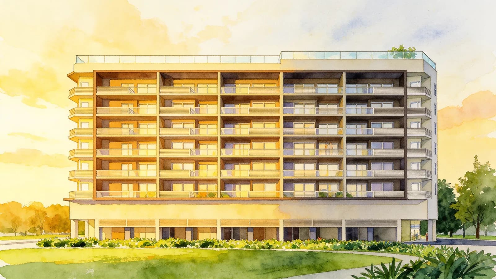 Opal Suites, a condominium in Kallang. Illustration is AI-generated.