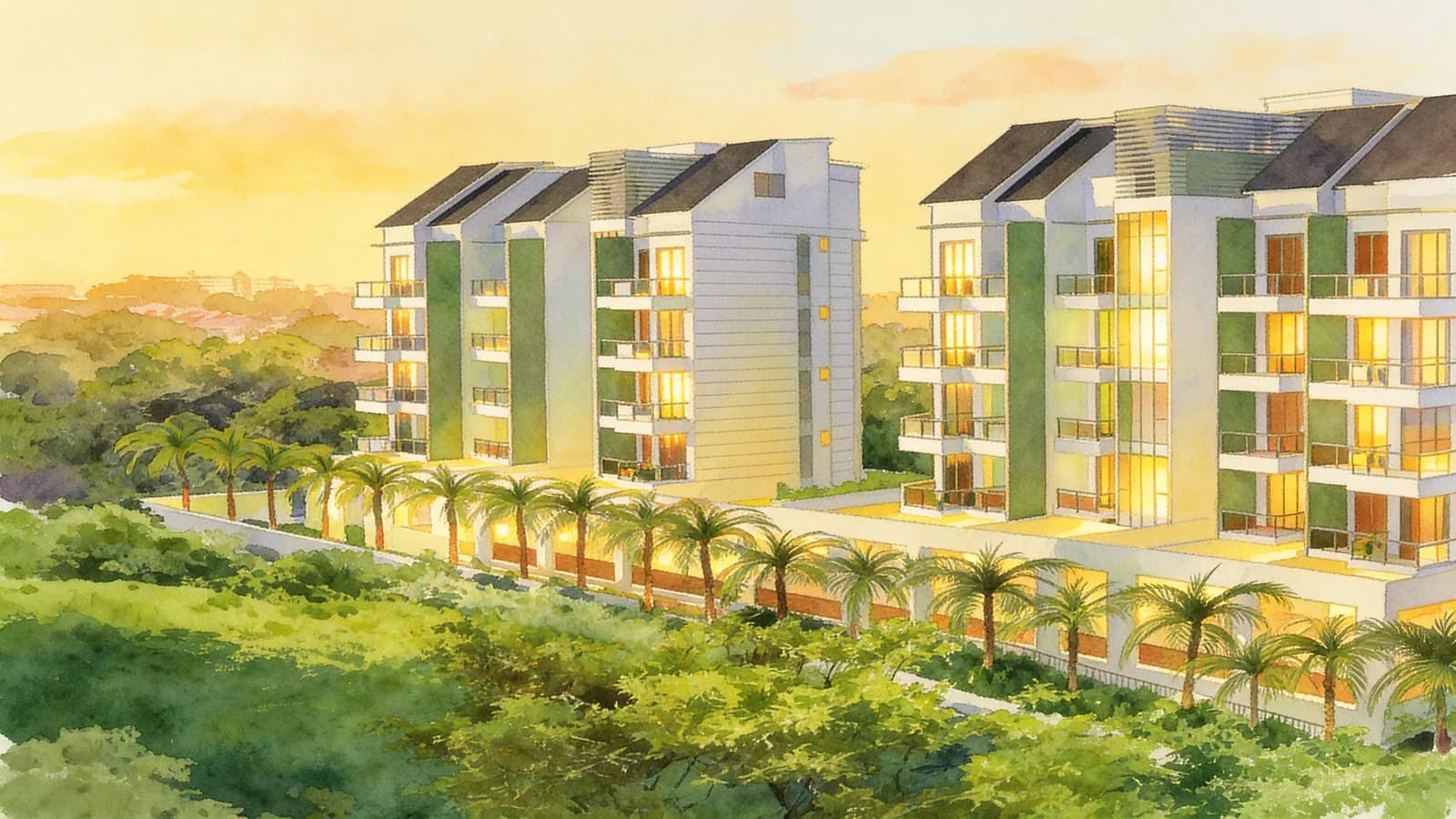 Isuites @ Palm, a condominium in Hougang. Illustration is AI-generated.