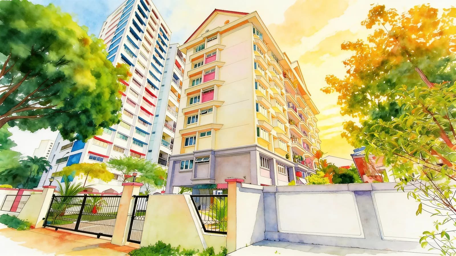 Crystal Dew, a condominium in Geylang. Illustration is AI-generated.