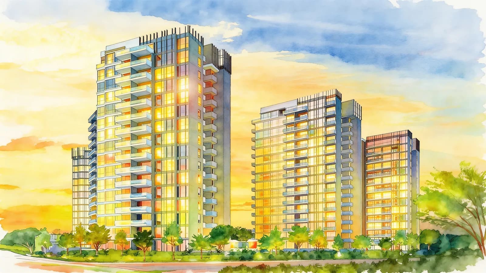 Parc Centros, a 16-storey condominium in Punggol. Illustration is AI-generated.