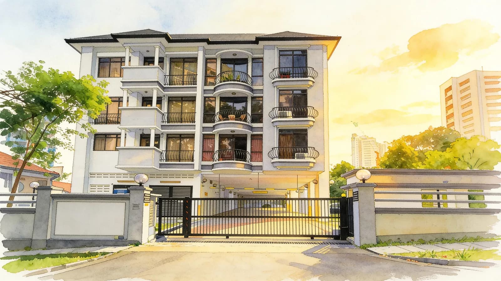 Bassein Court, a condominium in Novena. Illustration is AI-generated.