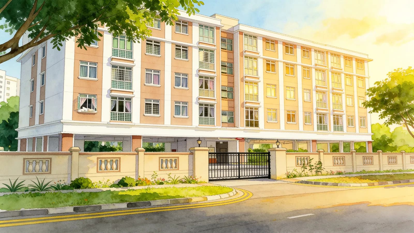 New Court, an 11-storey apartment in Novena. Illustration is AI-generated.