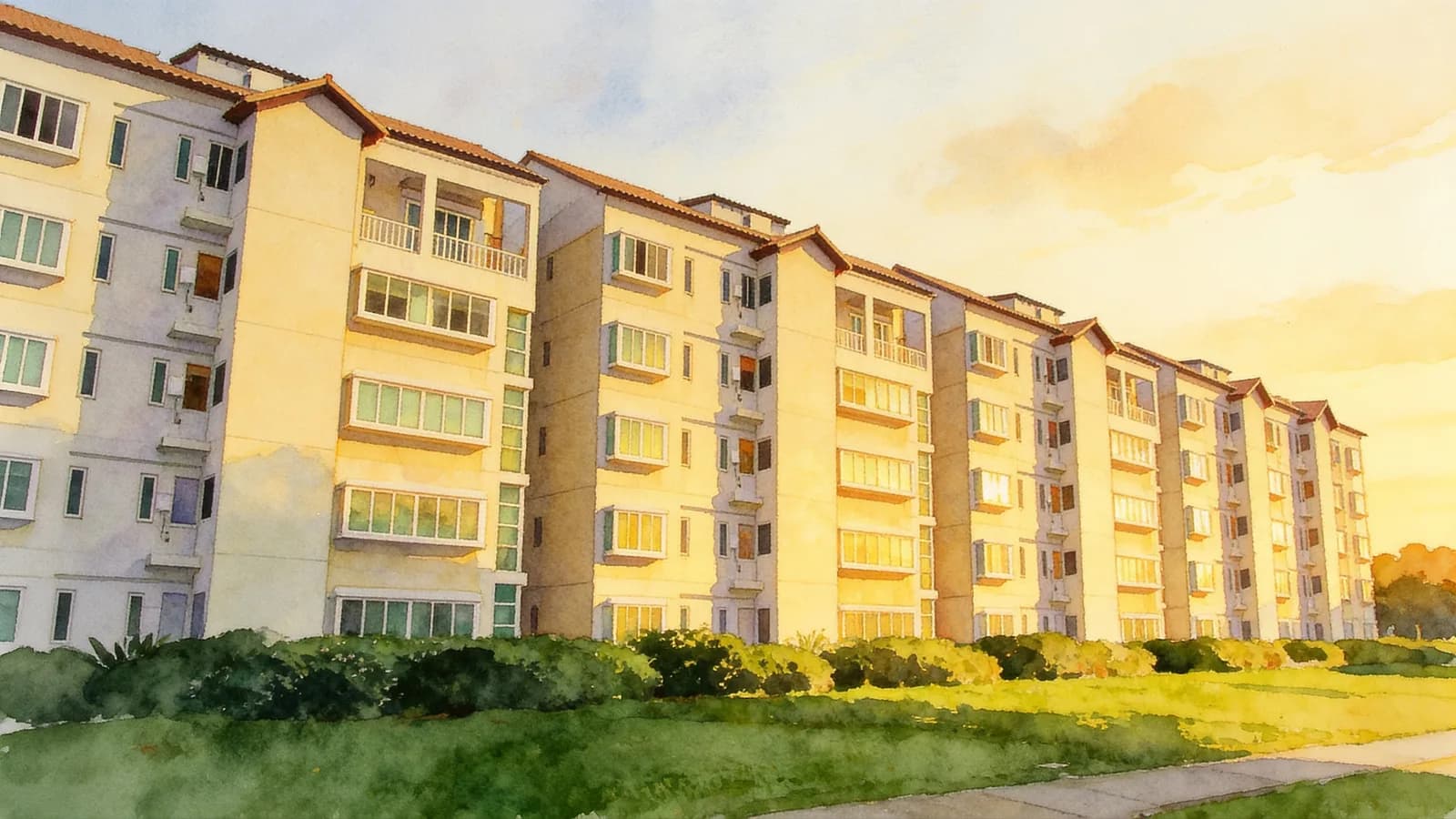 Country Park Condominium, a 5-storey condominium in Bedok. Illustration is AI-generated.