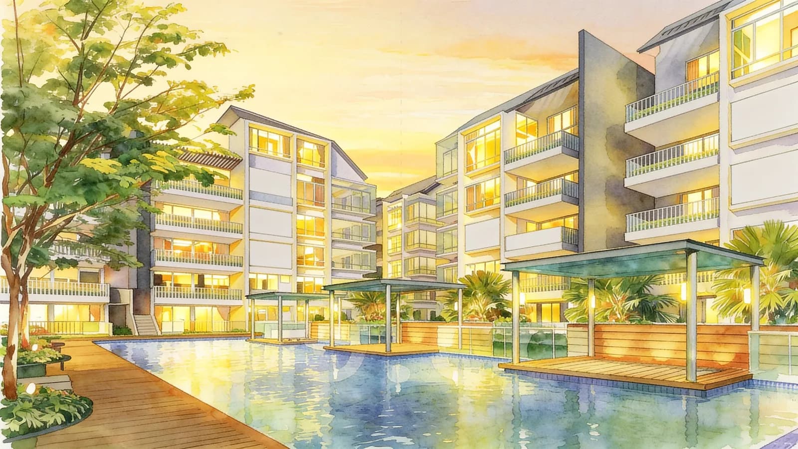 St. Patrick's Residences, a 1-storey apartment in Bedok. Illustration is AI-generated.