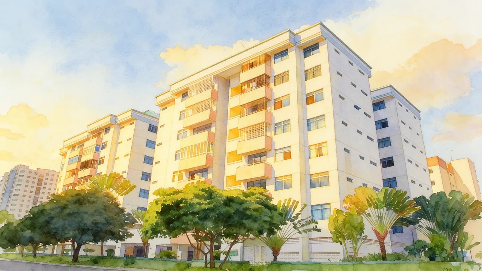 Palm Lodge, a condominium in Geylang. Illustration is AI-generated.