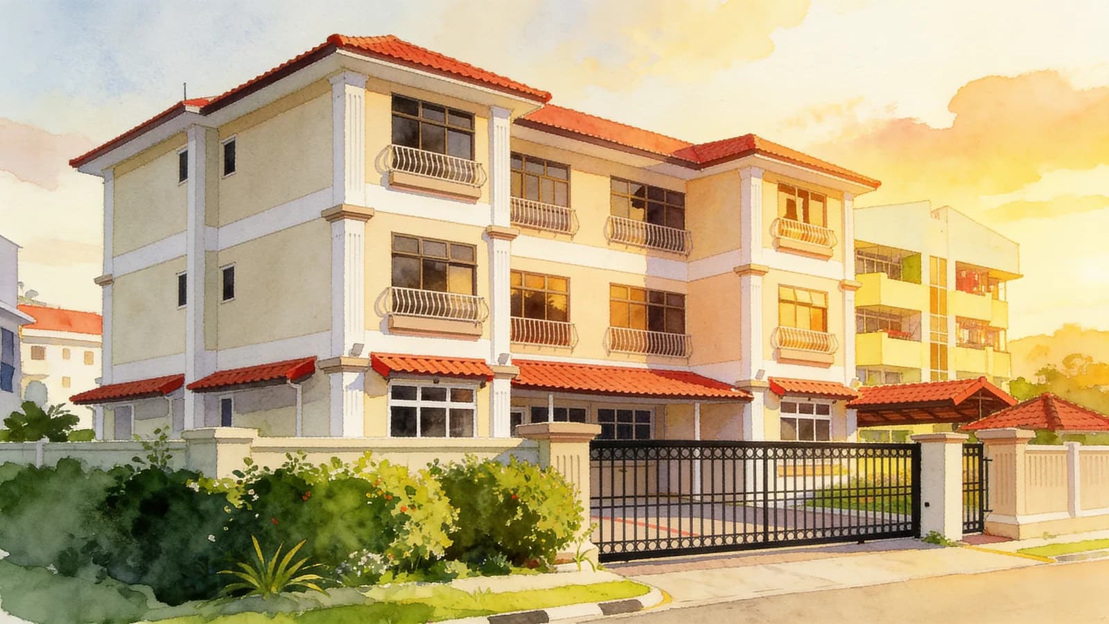Casa Feliz, a condominium in Geylang. Illustration is AI-generated.