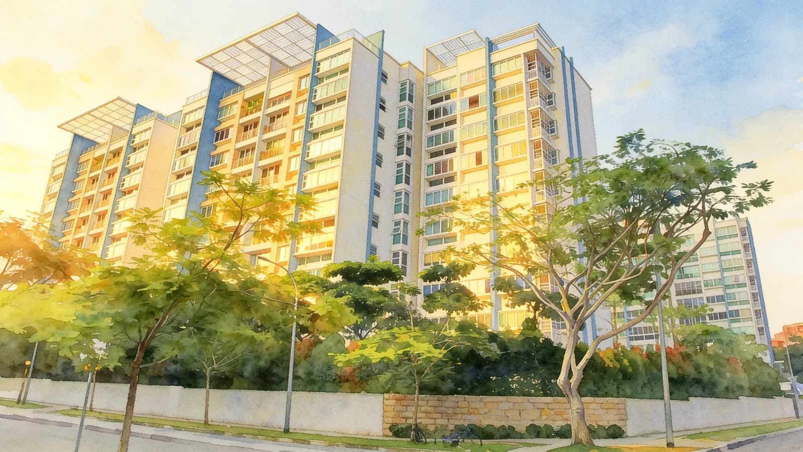 The Esparis, a 9-storey condominium in Pasir Ris. Illustration is AI-generated.
