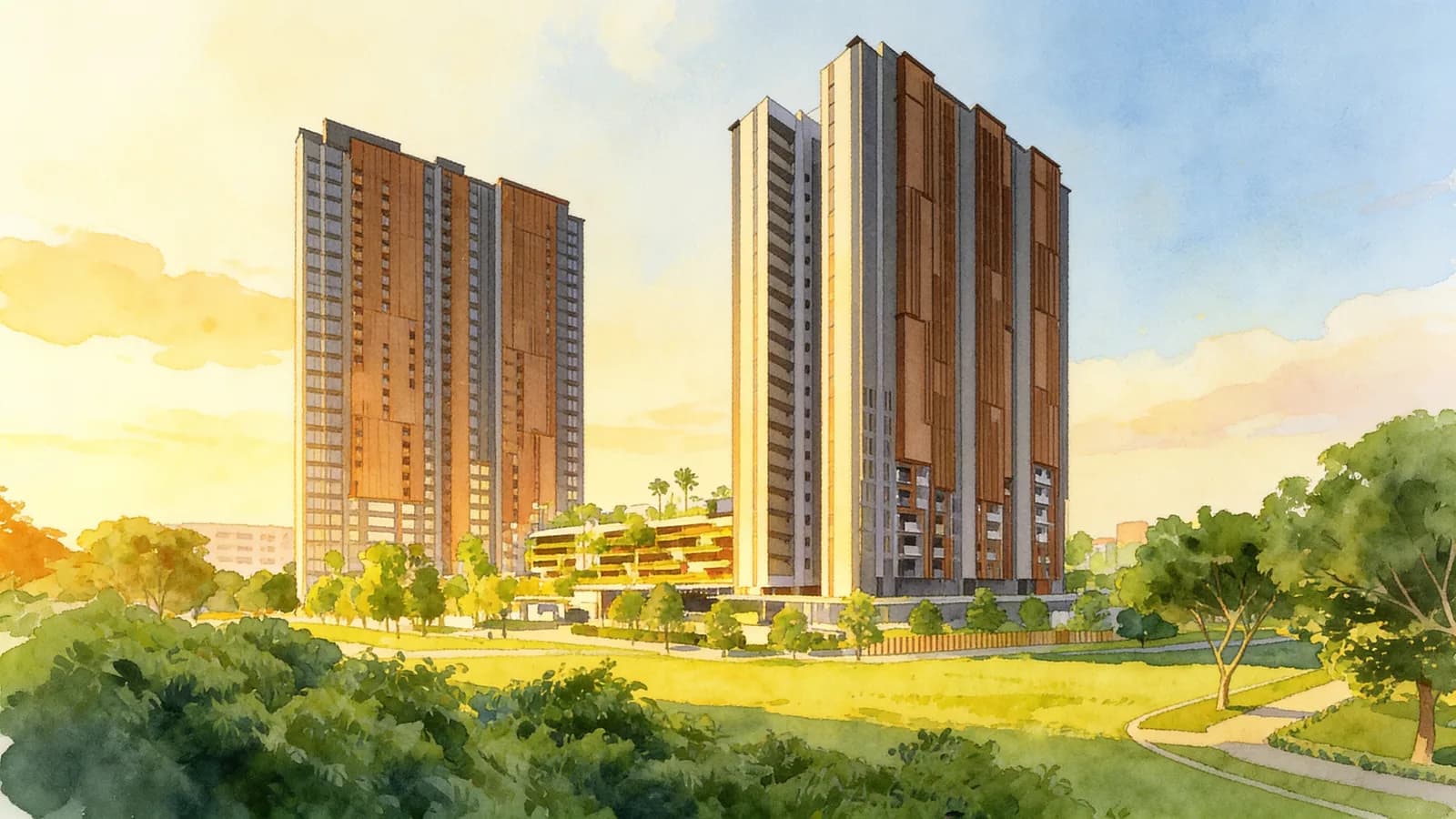 Midwood, a 29-storey condominium in Bukit Batok. Illustration is AI-generated.