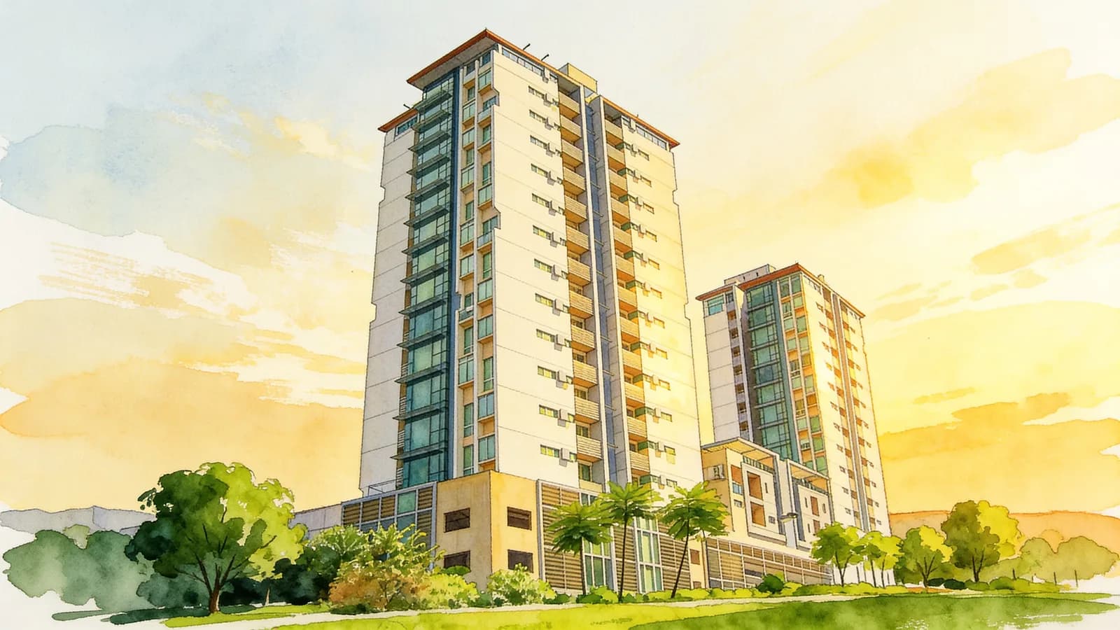 Mill Point, a 19-storey apartment. Illustration is AI-generated.