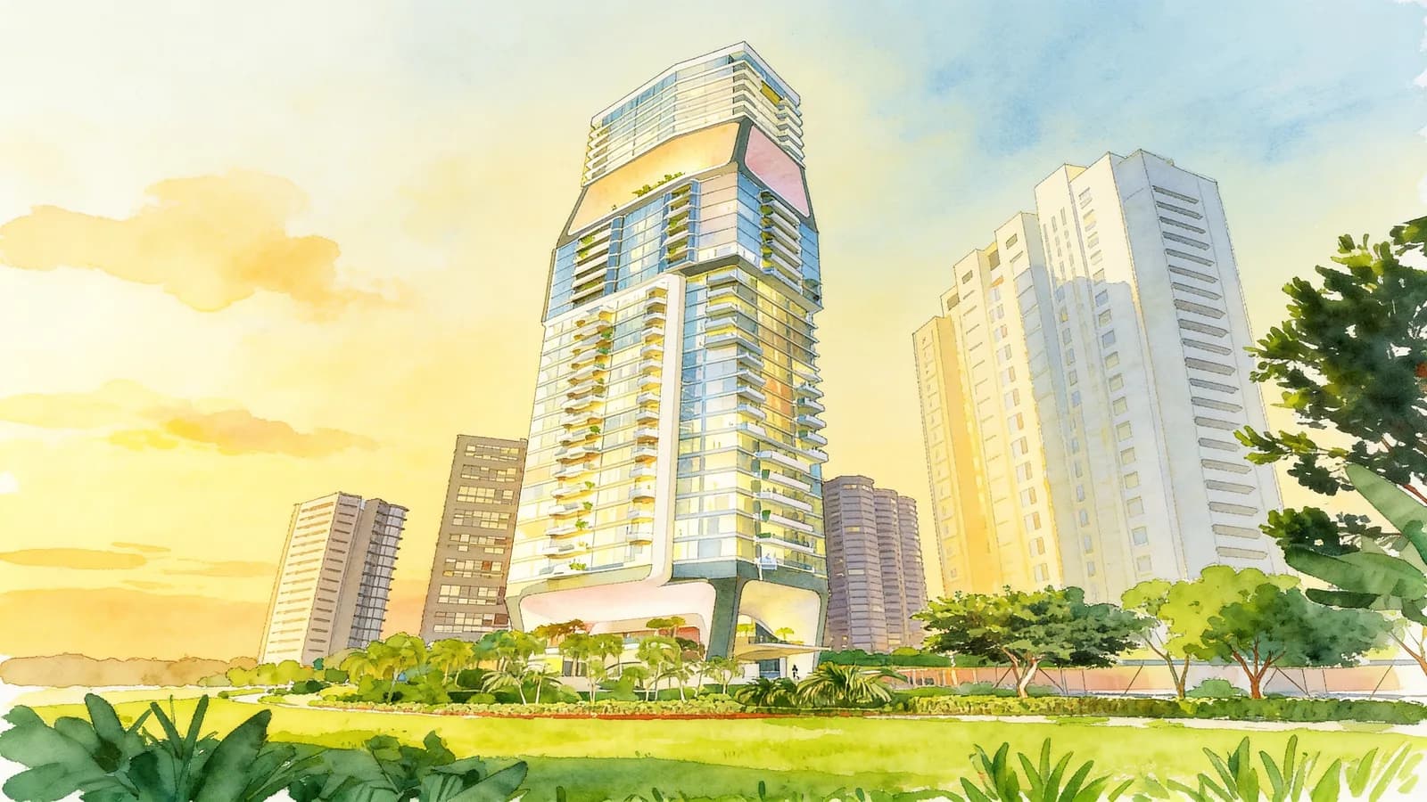 The Scotts Tower, a 24-storey condominium in Newton. Illustration is AI-generated.