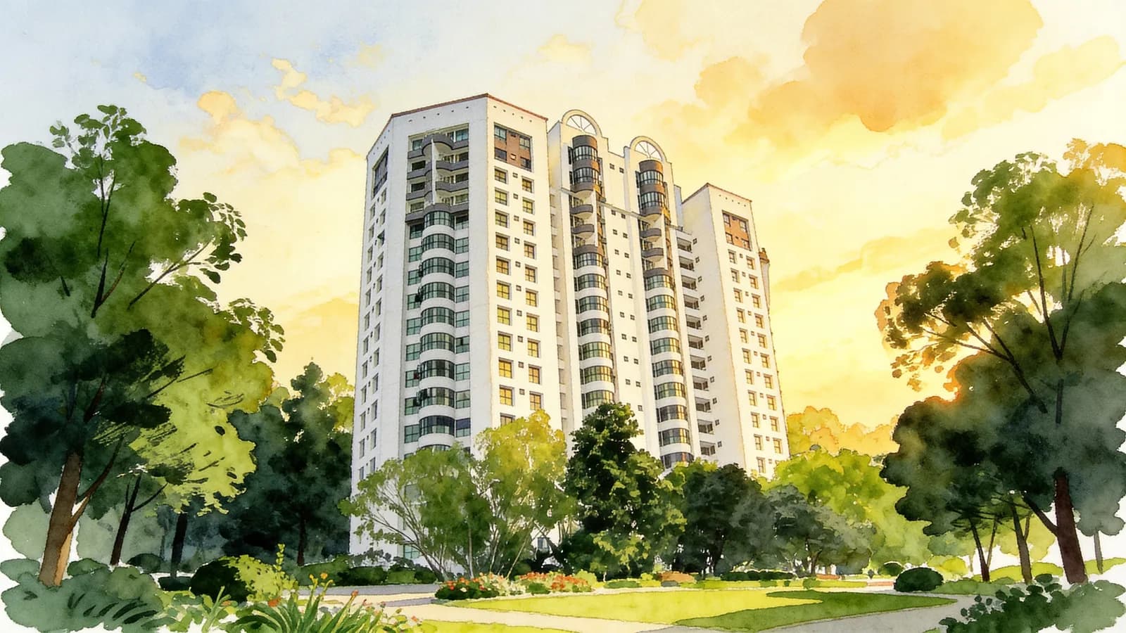 The Regalia, a 21-storey apartment in River Valley. Illustration is AI-generated.