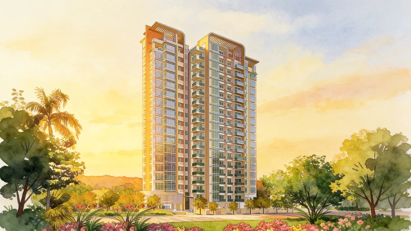 Imperial Heights, an 18-storey apartment. Illustration is AI-generated.