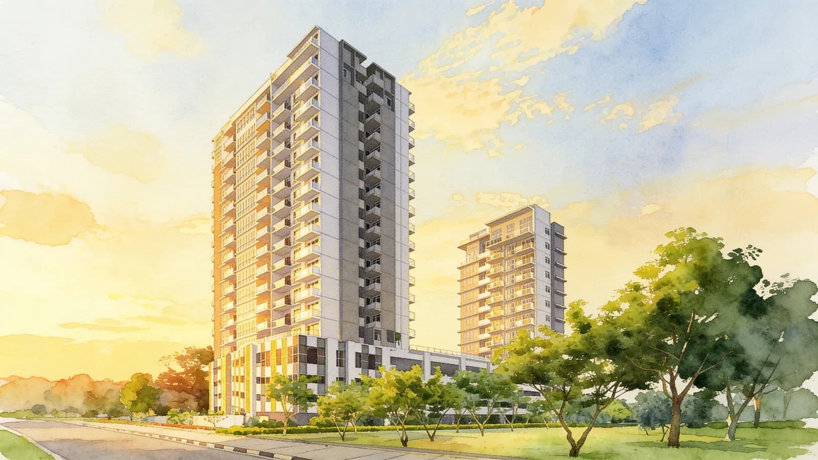 Questa @ Dunman, an 18-storey condominium in Geylang. Illustration is AI-generated.