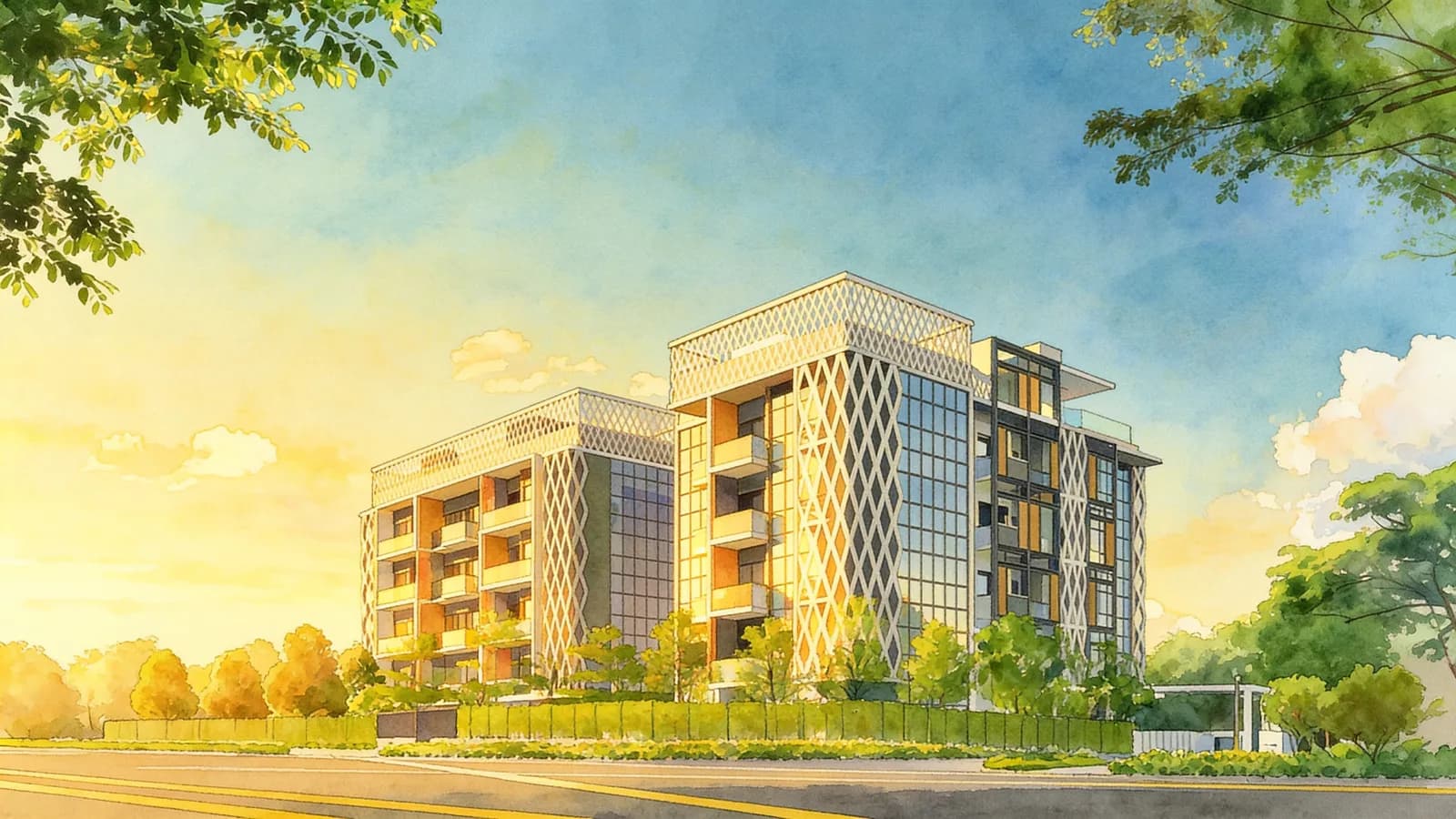 Lattice One, a 5-storey condominium in Ang Mo Kio. Illustration is AI-generated.