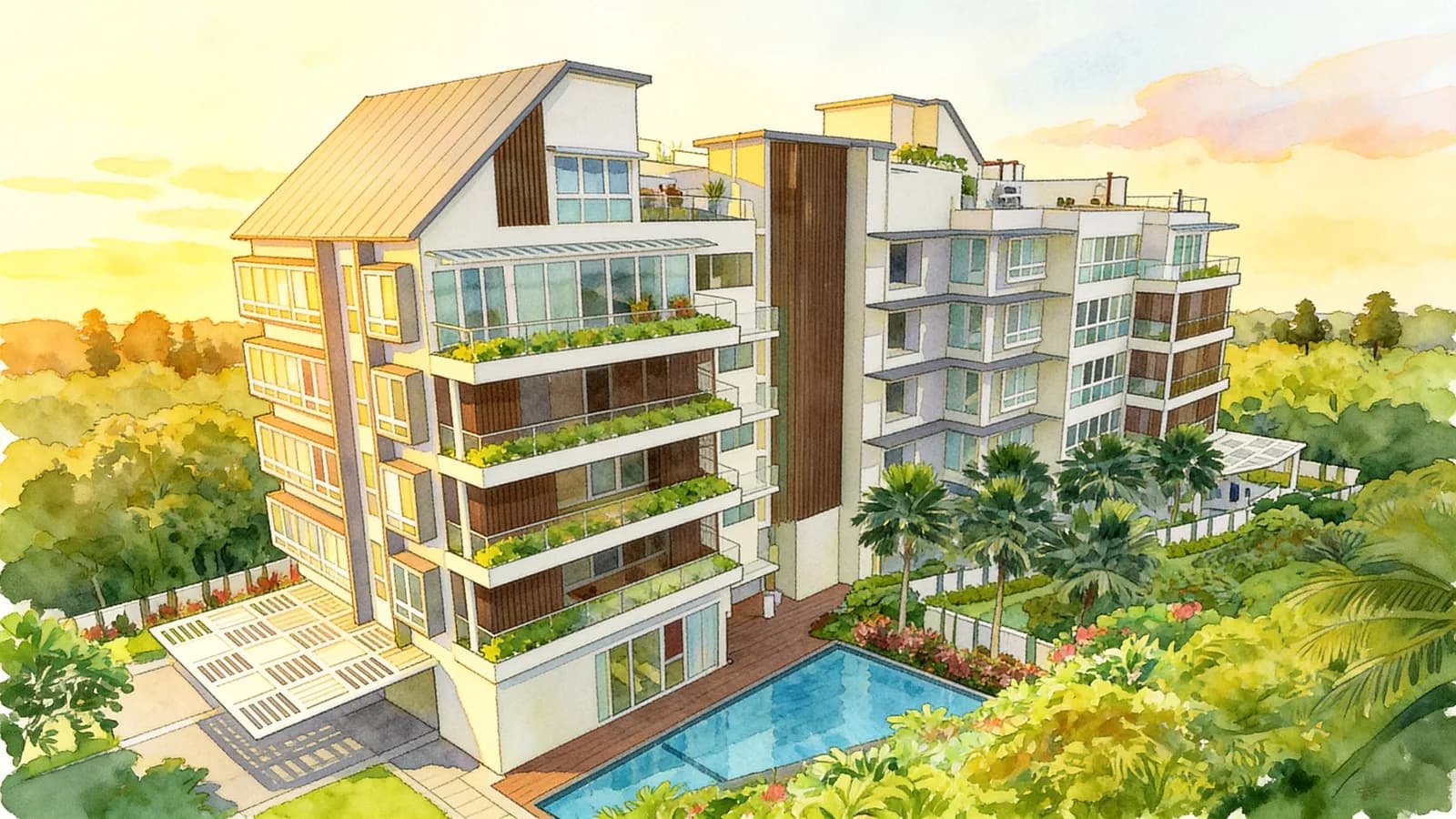 Ventura View, a condominium in Geylang. Illustration is AI-generated.