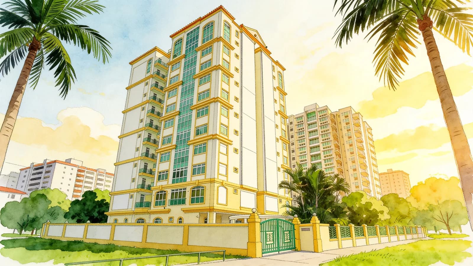 Dawn Ville, a 12-storey apartment in Geylang. Illustration is AI-generated.