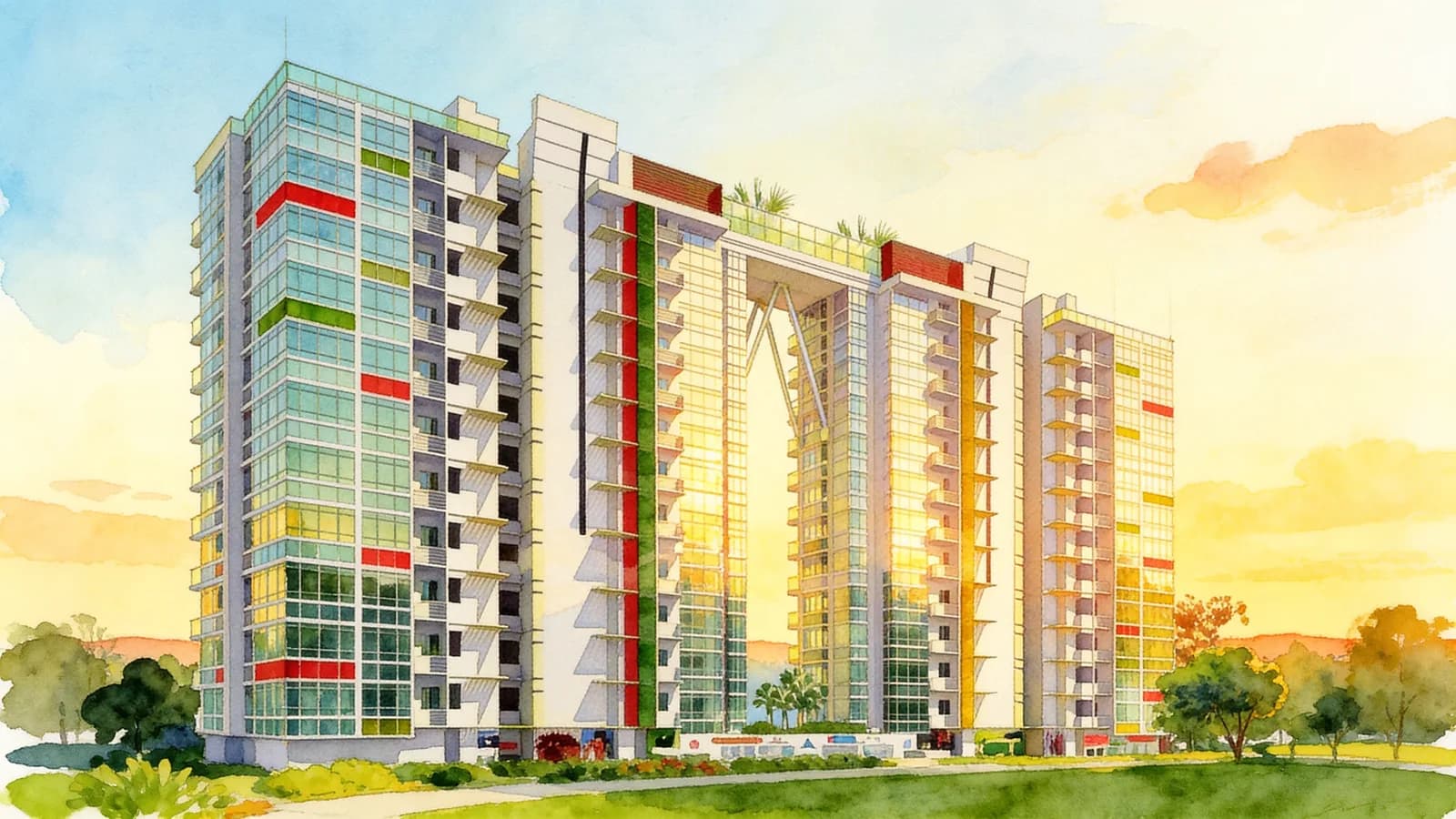 Esta Ruby, a condominium in Geylang. Illustration is AI-generated.
