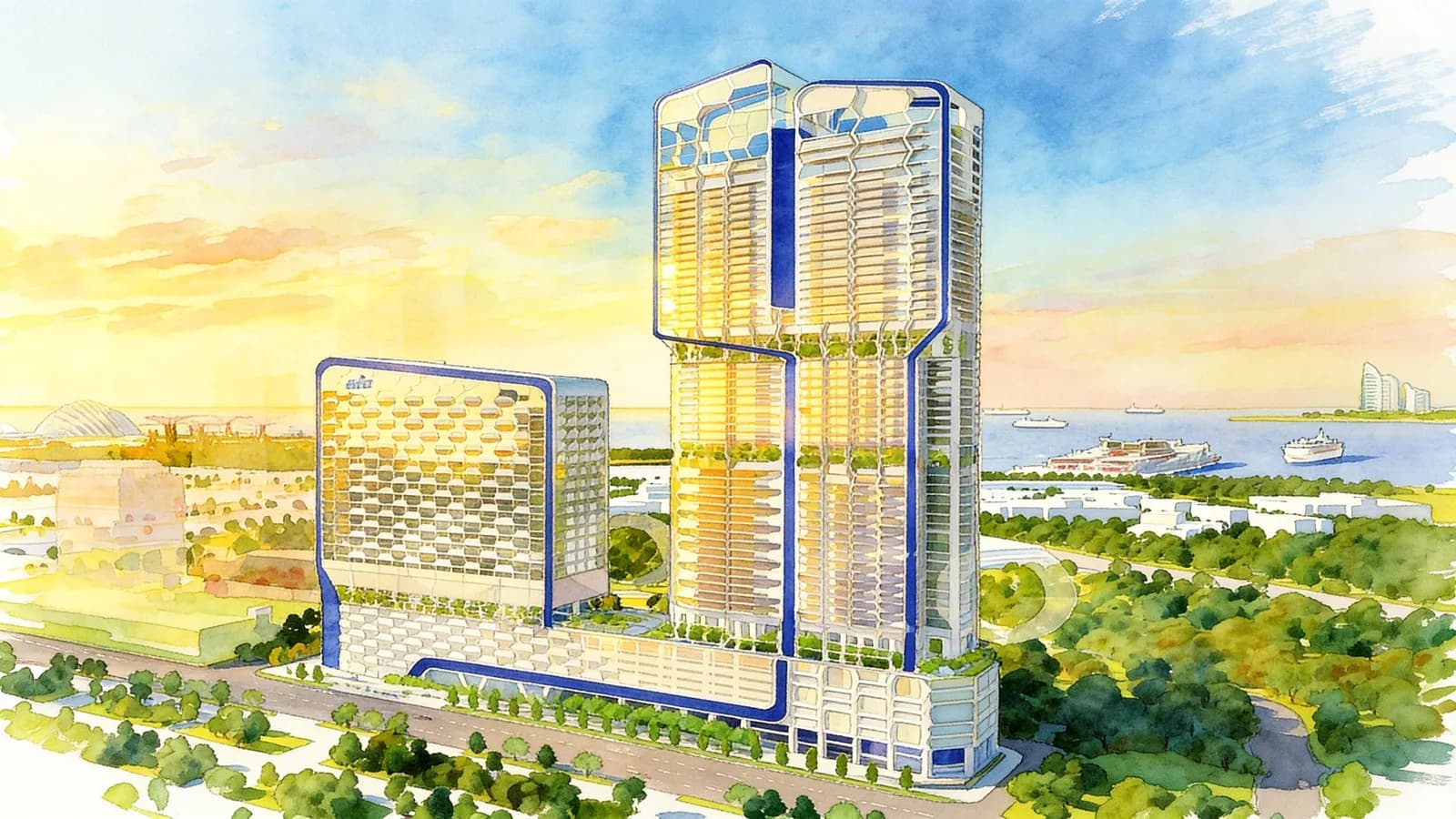 V On Shenton, a 53-storey condominium in Downtown Core. Illustration is AI-generated.