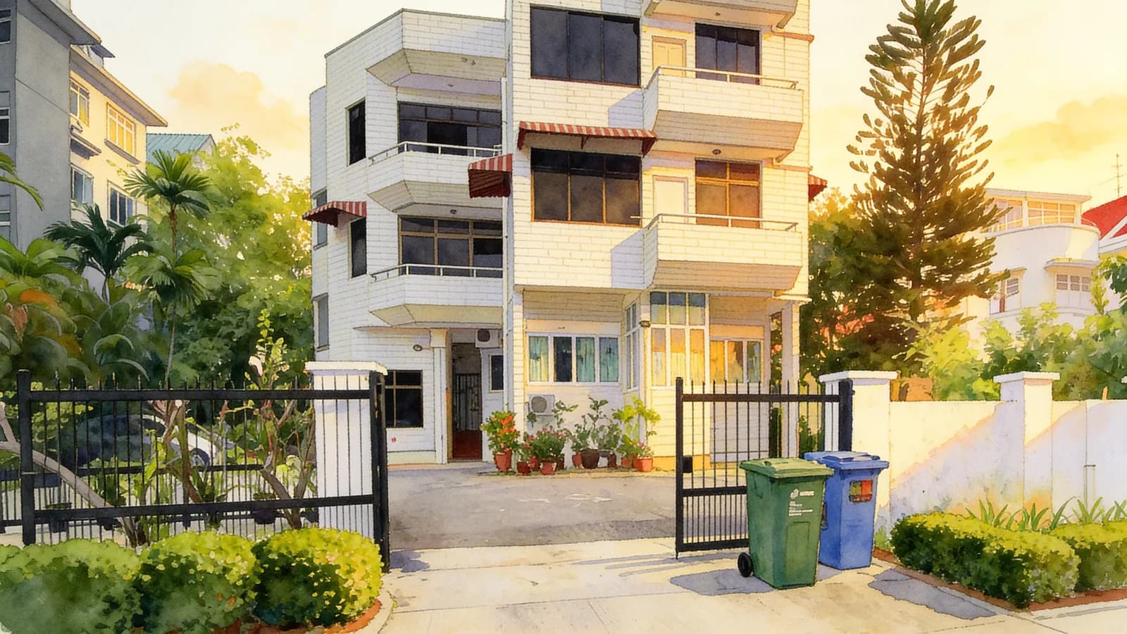 Peng's Court, an apartment in Marine Parade. Illustration is AI-generated.