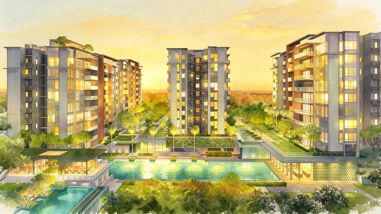 Forett@Bukit Timah, a 9-storey condominium in Bukit Timah. Illustration is AI-generated.