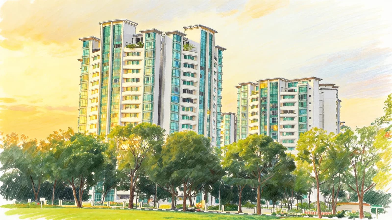 Palm Gardens, a 17-storey condominium in Choa Chu Kang. Illustration is AI-generated.
