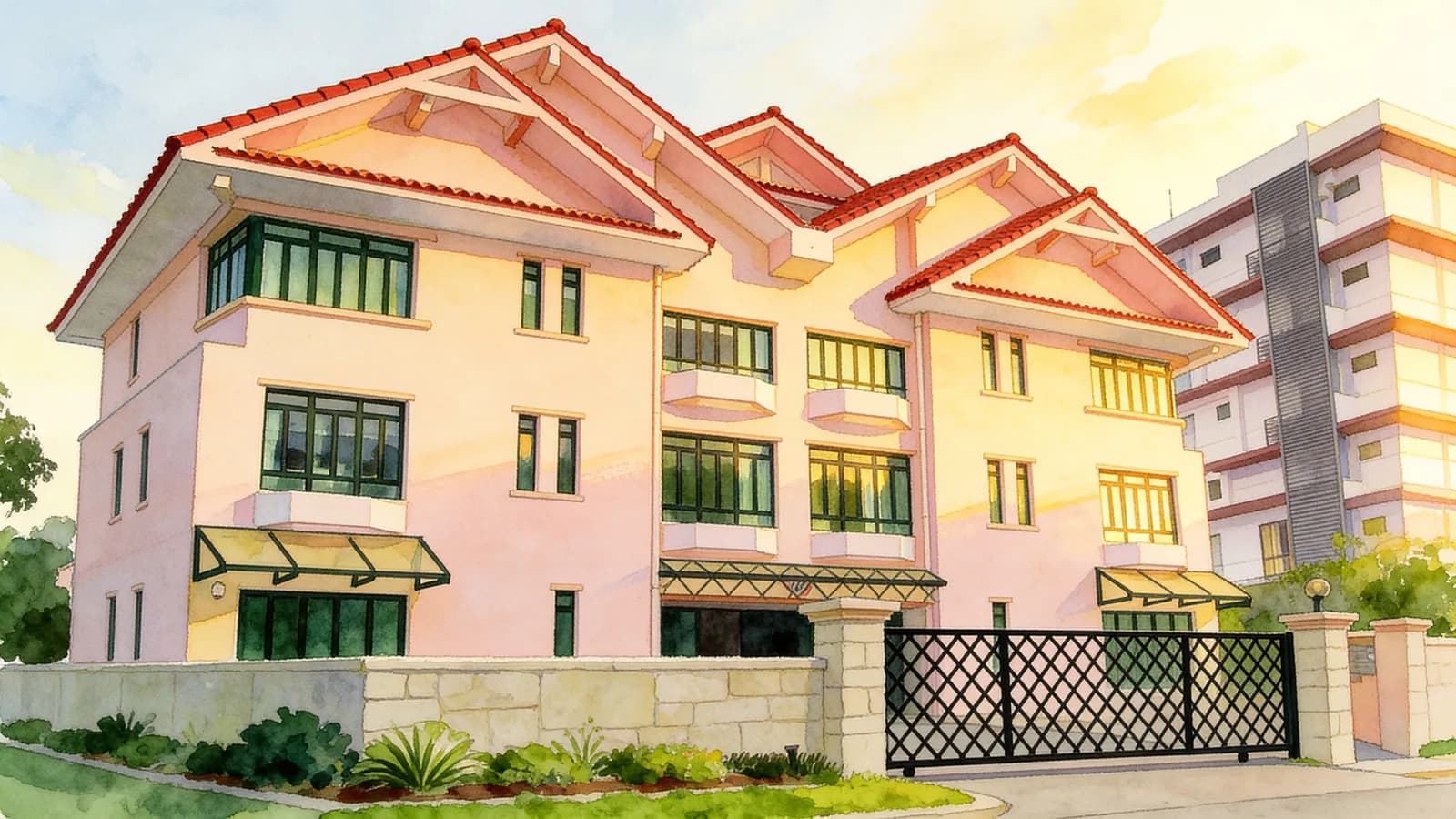 Marshall Lodge, an apartment in Marine Parade. Illustration is AI-generated.
