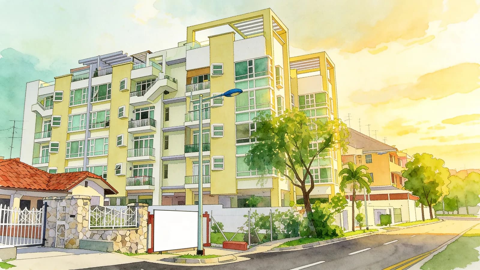 The Sunniflora, a 5-storey condominium in Bedok. Illustration is AI-generated.