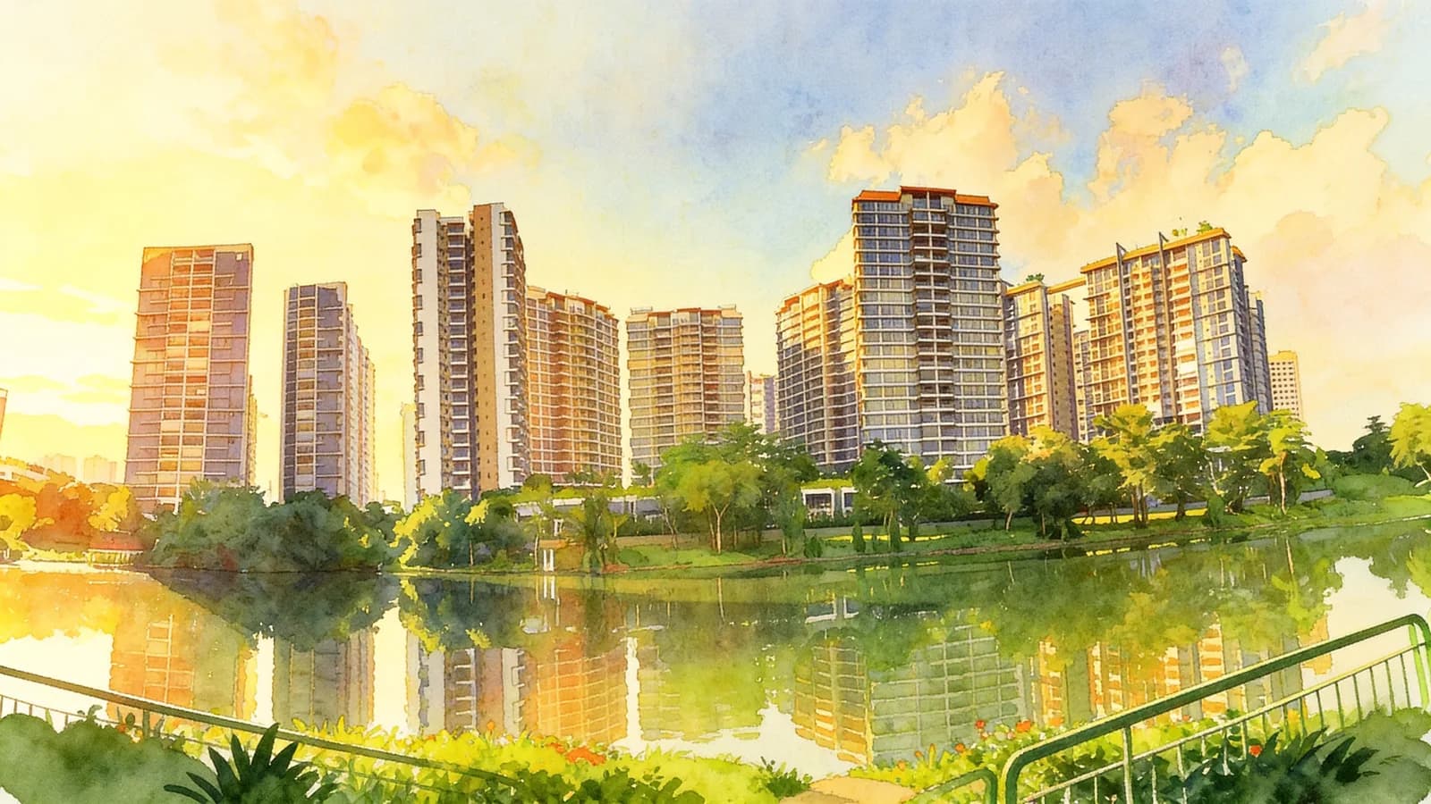 Rivercove Residences, a 16-storey condominium in Sengkang. Illustration is AI-generated.