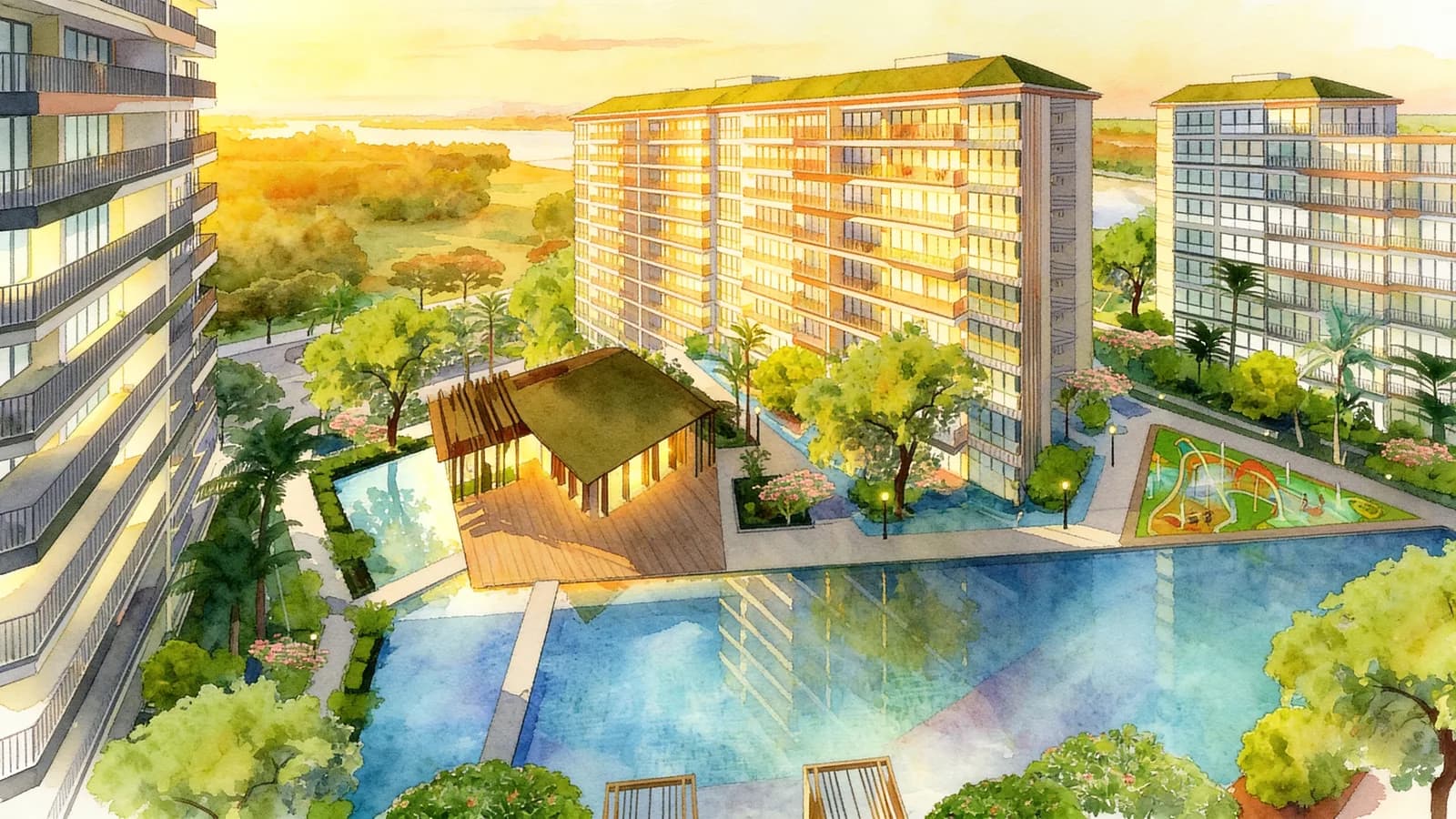 Heron Bay, an executive condominium. Illustration is AI-generated.