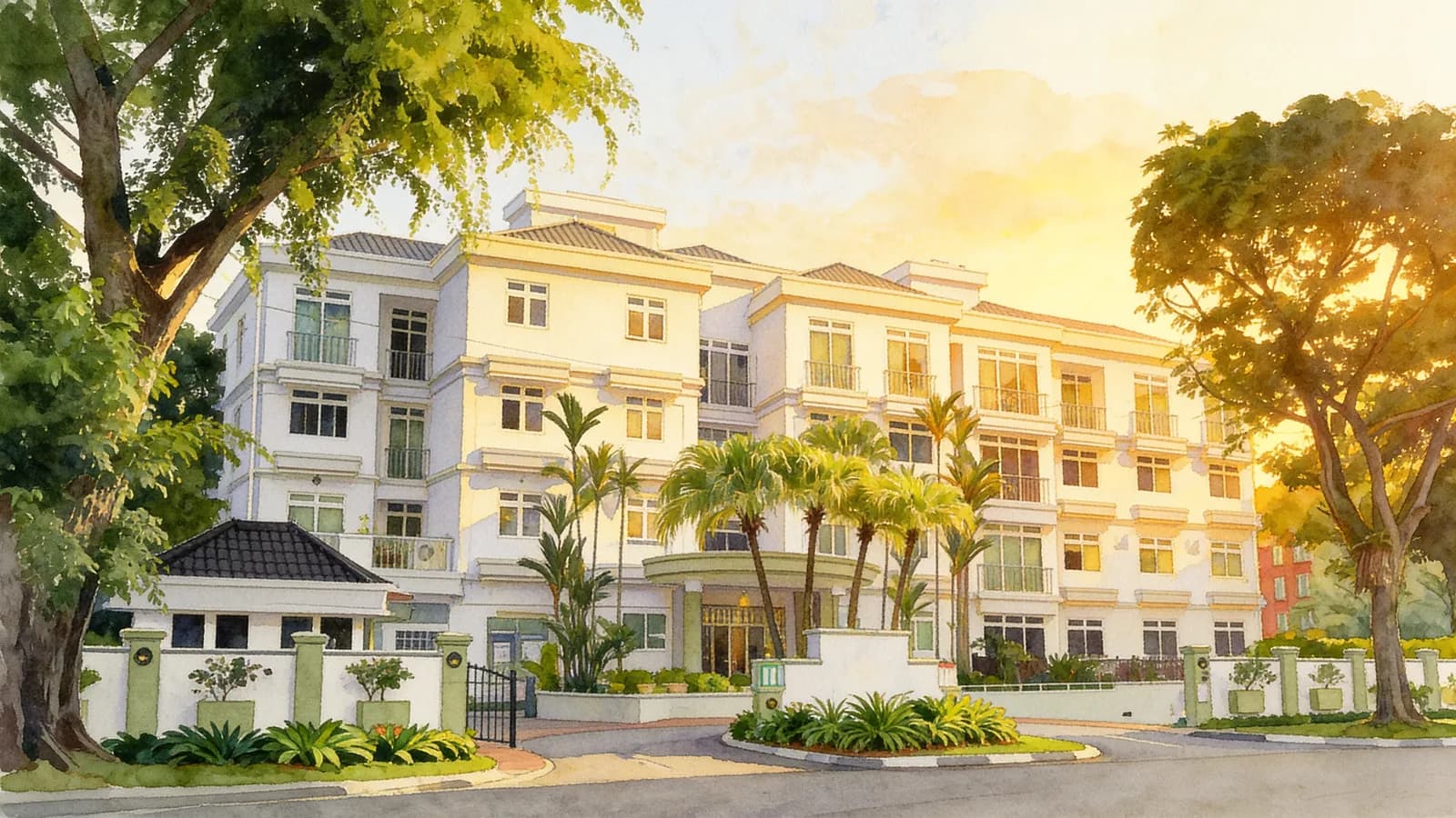 Palm Green, an apartment in Queenstown. Illustration is AI-generated.