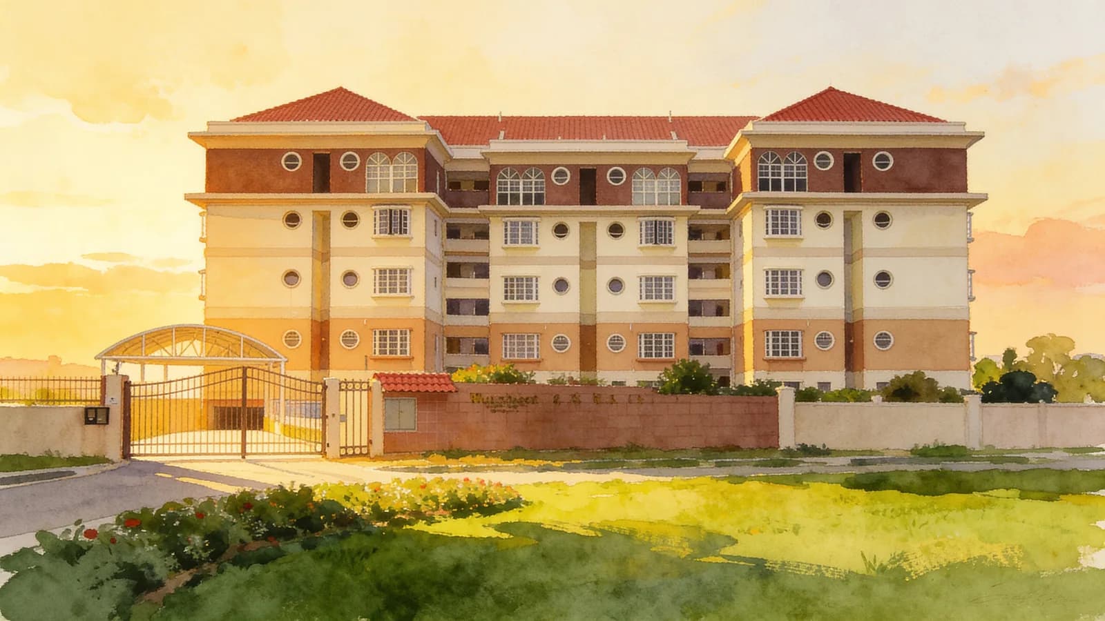 Flora East, a 4-storey condominium in Geylang. Illustration is AI-generated.