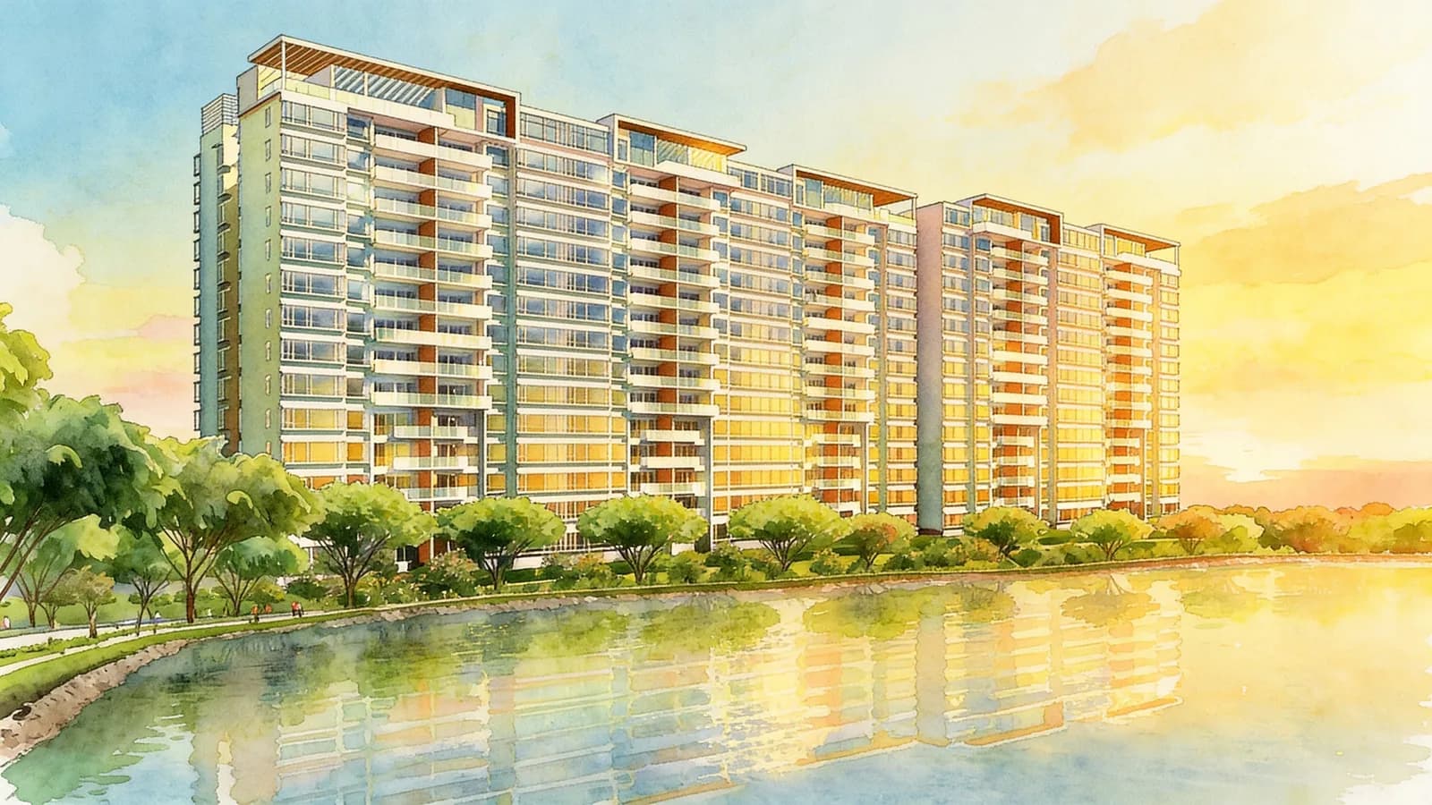 Waterfront Key, a 15-storey condominium in Bedok. Illustration is AI-generated.
